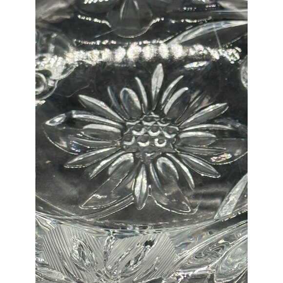 Vintage Leaded Etched Clear Crystal Footed Compote Bowl Floral Design 7" Diamete - Picture 3 of 16